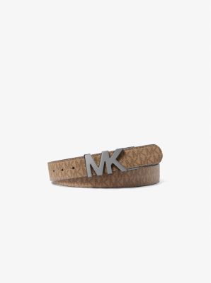 MK Cintura reversibile con fibbia con logo - Creta (Naturale) - Michael Kors