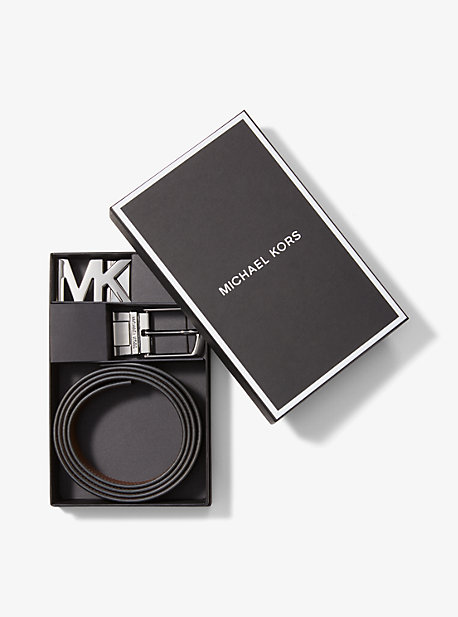 MK 4-In-1 Crossgrain Leather Belt Box Set - Black/mocha - Michael Kors