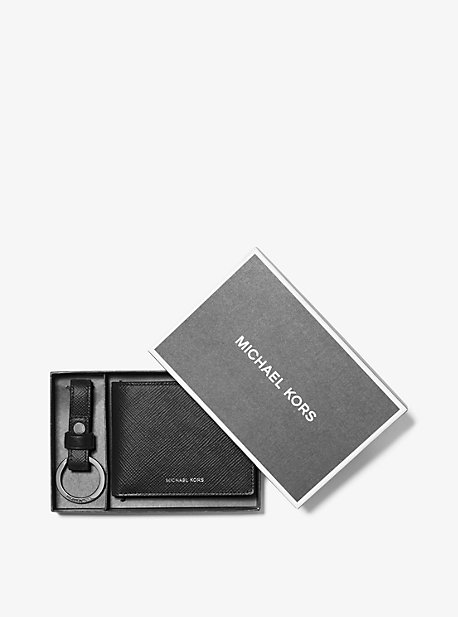 Portefeuille compact en cuir grainé avec porte-clés - NOIR(NOIR) - Michael Kors