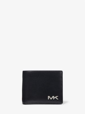 MK Varick Leather Billfold Wallet With Passcase - Black - Michael Kors