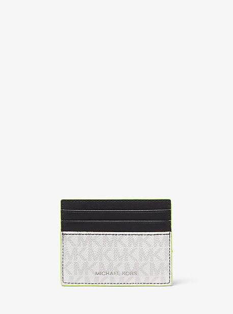 Grand porte-cartes Greyson à logo - WHT/NEON YEL - Michael Kors