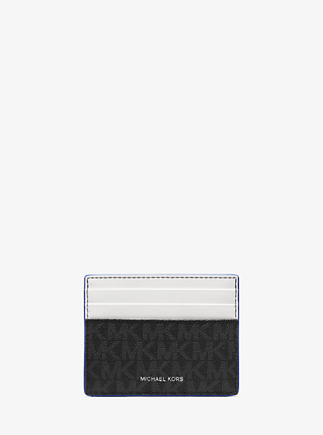 Grand porte-cartes Greyson à logo - BLCK/POP BLU - Michael Kors