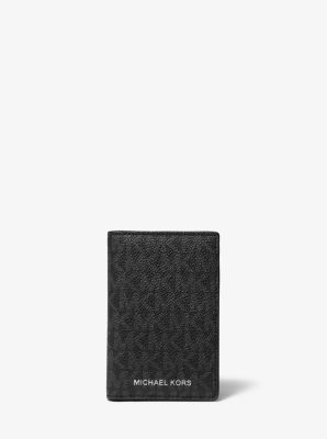 MK Porta carte di credito a libro Hudson con logo - Nero (Nero) - Michael Kors