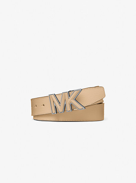 MK Logo Buckle Leather Belt - Camel - Michael Kors