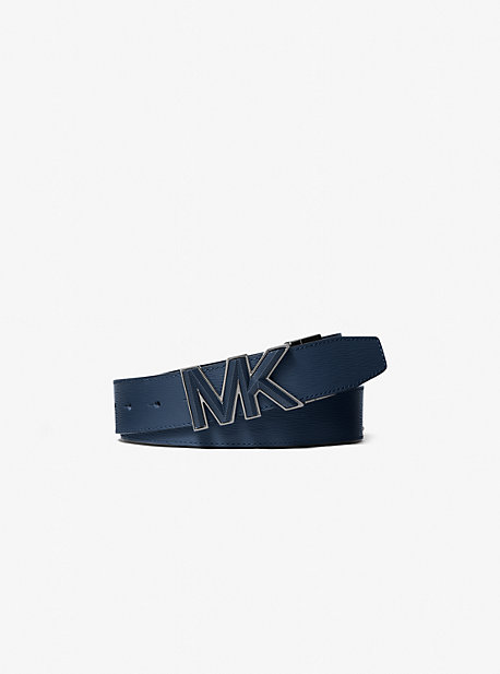 MK Logo Buckle Leather Belt - Navy - Michael Kors