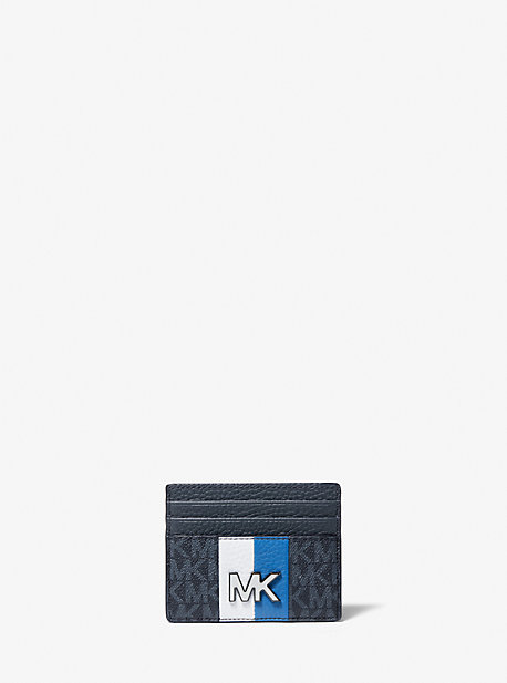 Michael Kors Hudson Logo Stripe Tall Card Case In Blue