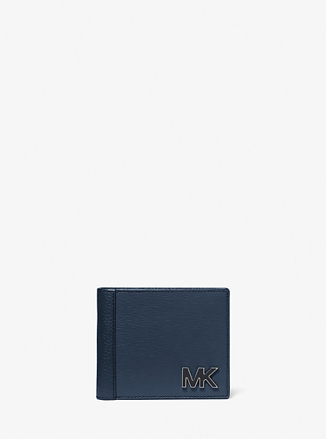 mk portefeuille compact hudson en cuir - bleu marine(bleu) - michael kors