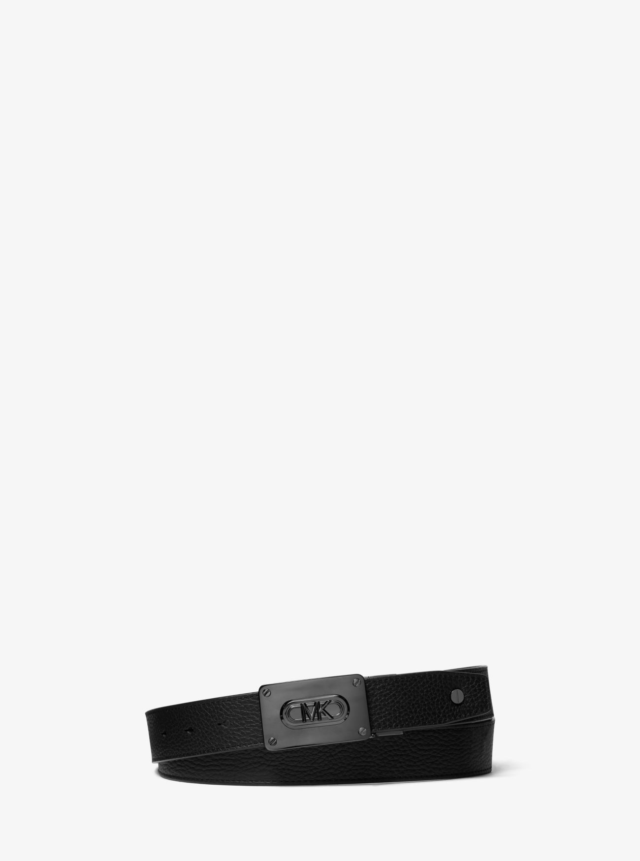 MK Reversible Leather and Logo Belt - Black - Michael Kors