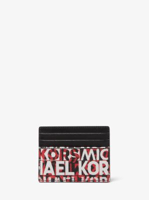 Grand porte-cartes Greyson à logo graphique - BLK/RC RD - Michael Kors