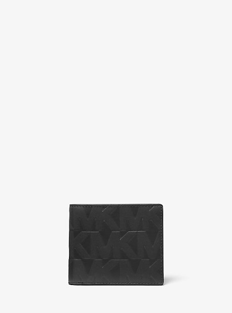 Portefeuille compact Hudson en cuir en relief - NOIR(NOIR) - Michael Kors
