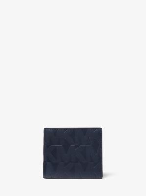 Portefeuille compact Hudson en cuir en relief - BLEU MARINE(BLEU) - Michael Kors
