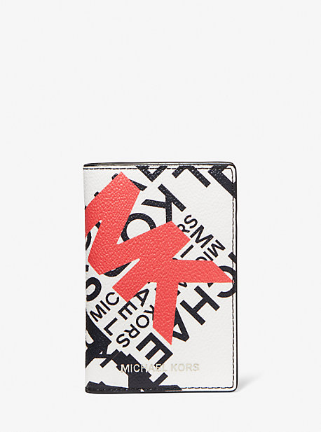 Michael Kors Hudson Scatter Logo Bi-fold Card Case In White