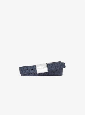Michael Kors Reversible Logo And Leather Belt In Blue