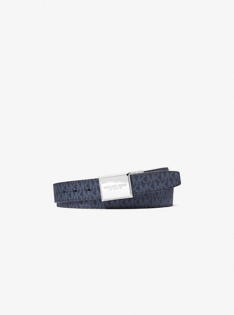 Michael Kors Reversible Logo And Leather Belt In Blue