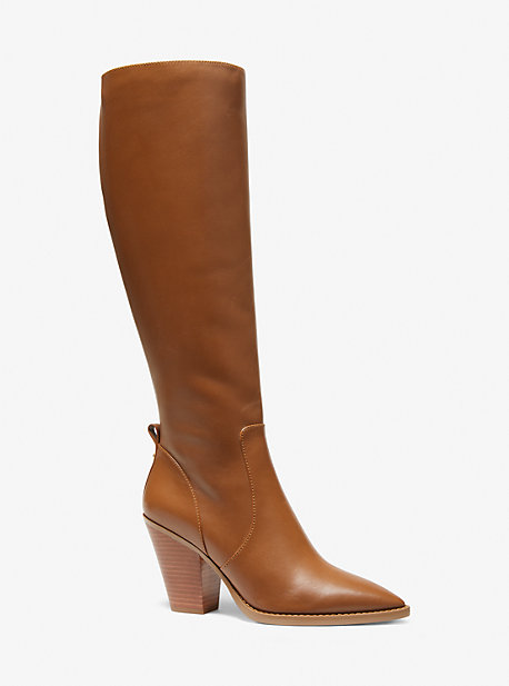 MK Dover Leather Knee Boot - Luggage Brown - Michael Kors