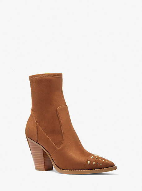 MK Dover Studded Faux Suede Boot - Luggage Brown - Michael Kors