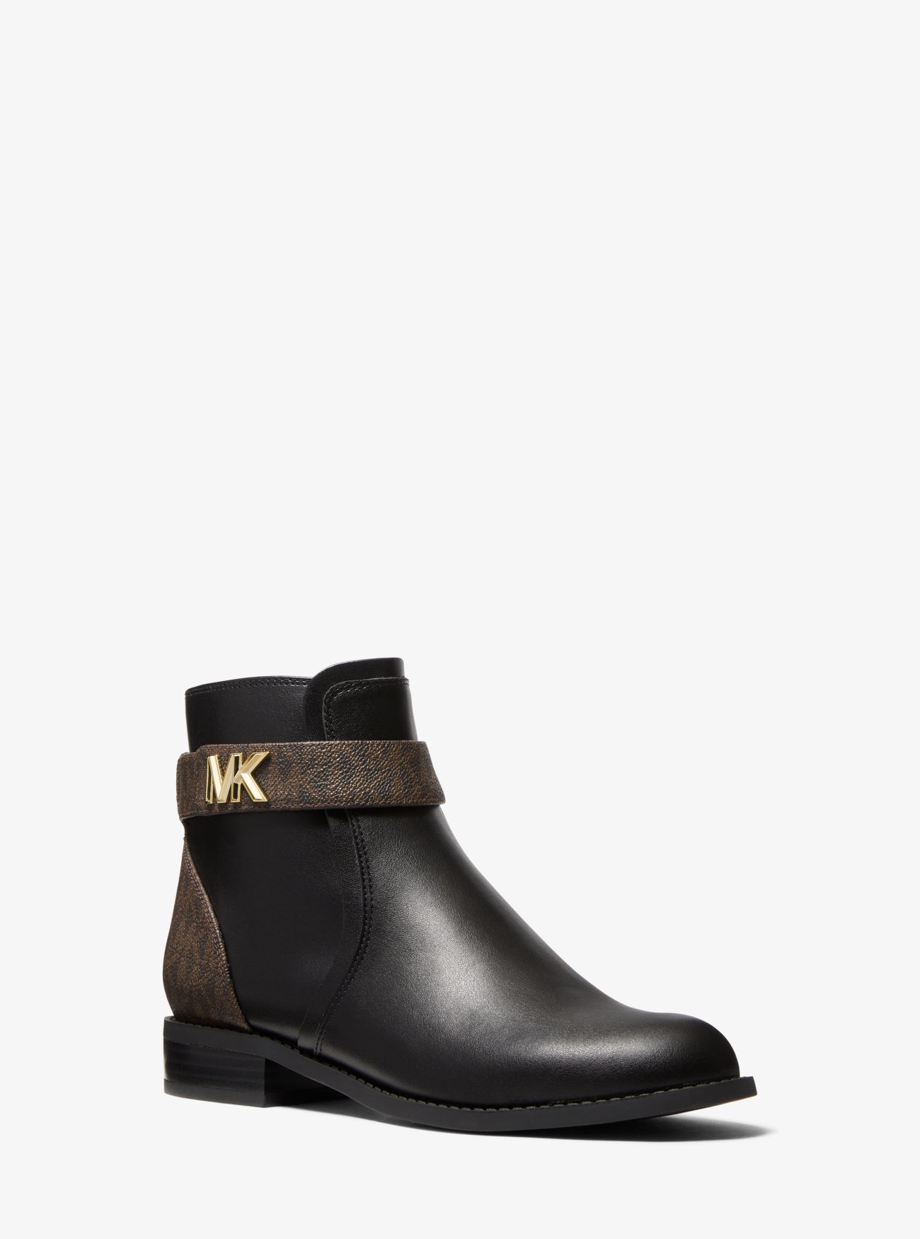 MK Jilly Logo Trim Ankle Boot - Blk/brown - Michael Kors