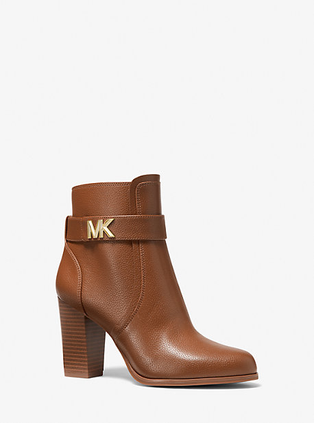 MK Jilly Faux Pebbled Leather Boot - Luggage Brown - Michael Kors