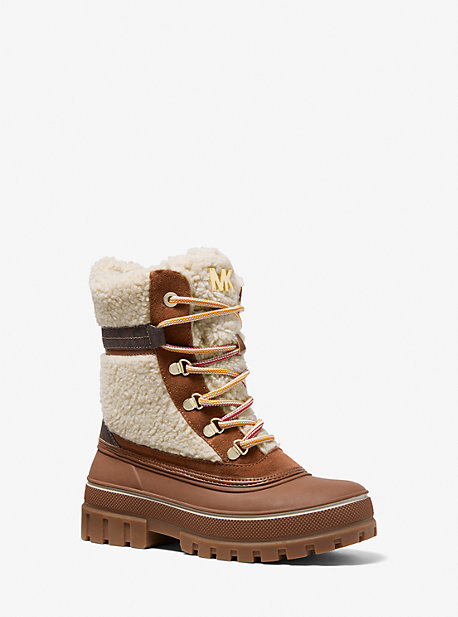 Michael Kors Ozzie Mixed-media Boot In Brown