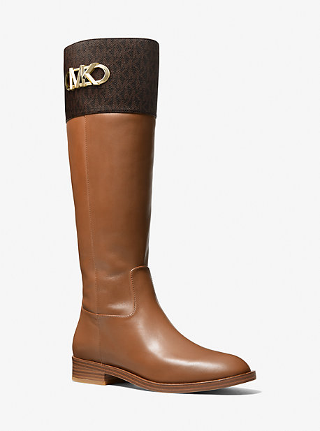Michael Kors Parker Logo And Leather Boot In Brown