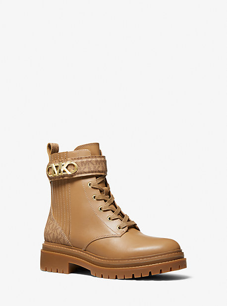 Michael Kors Parker Leather Combat Boot In Natural