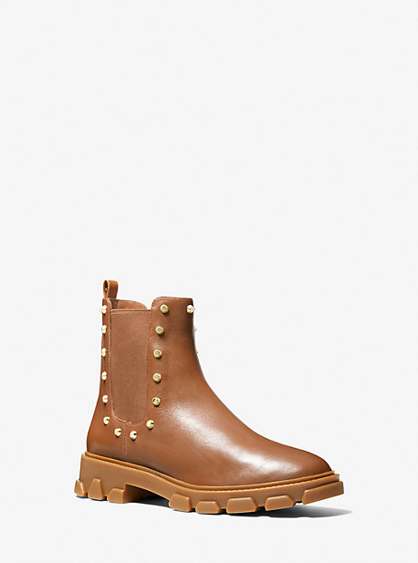 Michael Kors Ridley Astor Stud Leather Boot In Brown