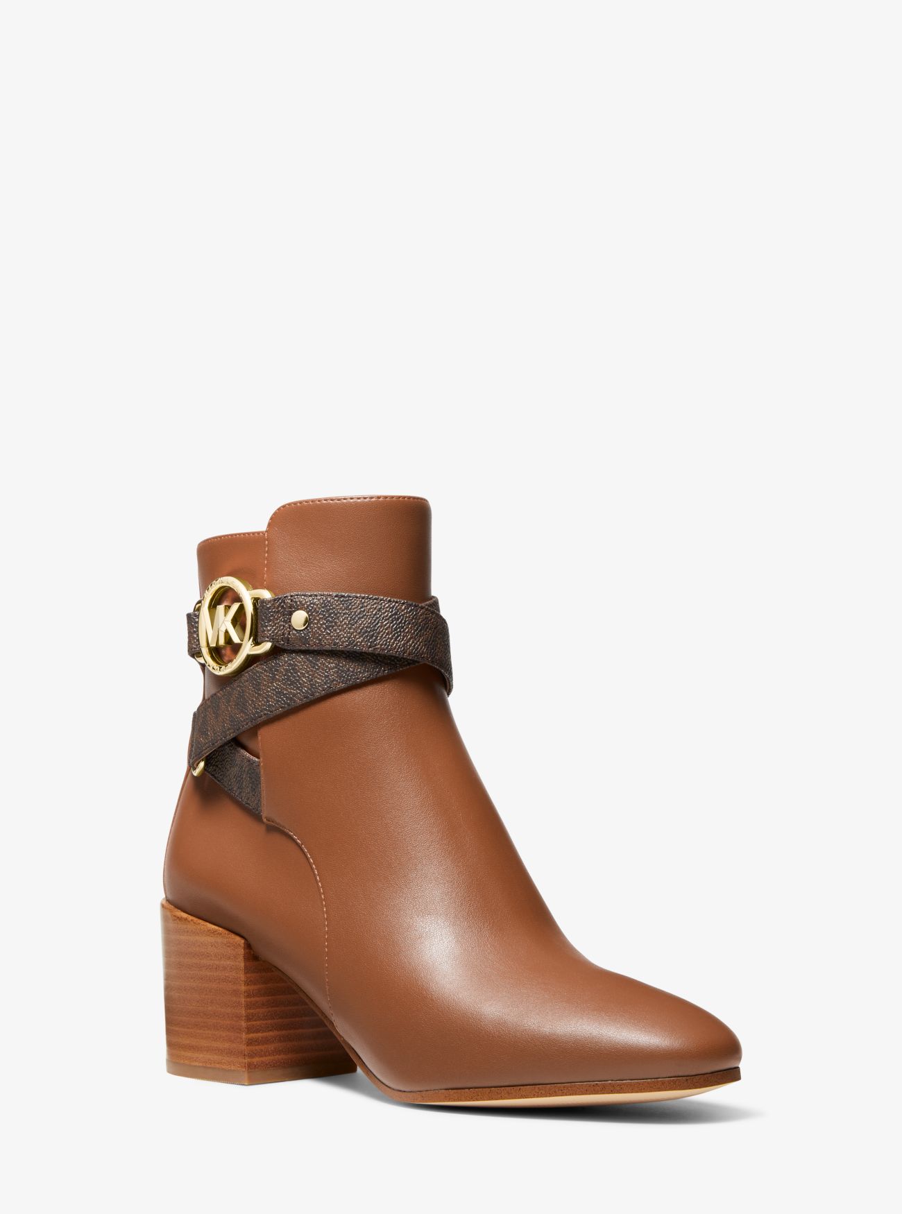 MK Rory Logo Trim Ankle Boot - Luggage Brown - Michael Kors