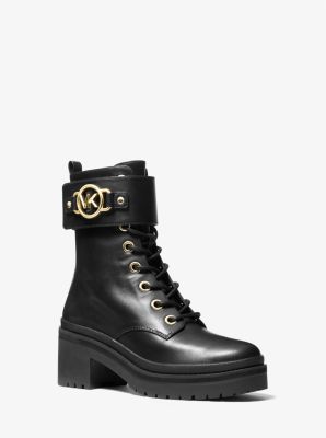 MK Rory Leather Combat Boot - Black - Michael Kors