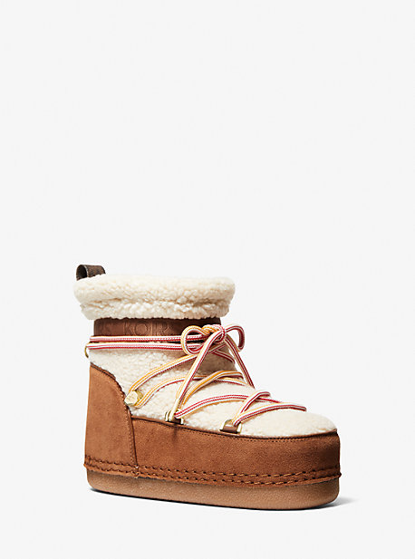 MK Zelda Sherpa and Faux Suede Boot - Natural/luggage - Michael Kors