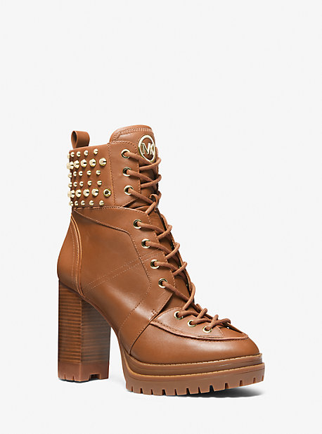 MK Yvonne Studded Leather Boot - Luggage Brown - Michael Kors product