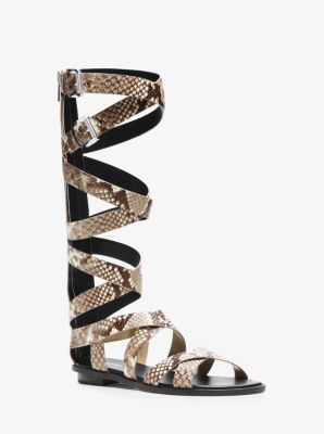 Darby Mid-Calf Embossed-Leather Sandal by Michael Kors