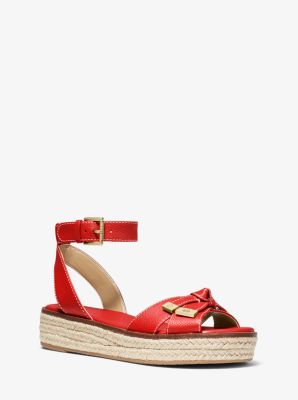 Sandale espadrille Ripley en cuir grainé - PLAQUEMINE(ORANGE) - Michael Kors