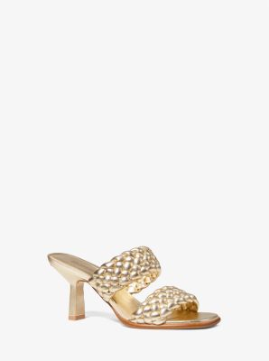 Michael Kors Amelia Metallic Braided Faux Leather Mule In Gold | ModeSens