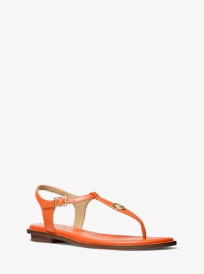 Michael Kors Mallory Leather T-strap Sandal In Orange