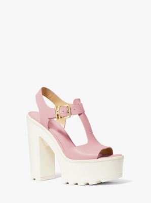 Michael Kors Sinead Leather Platform Sandal In Pink ModeSens