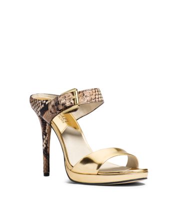 Beverly Smooth and Embossed-Leather Mule by Michael Kors