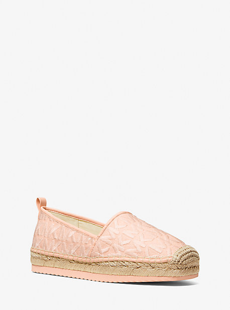 Michael Kors Lenny Logo Embroidered Canvas Slip-on Espadrille In Pink