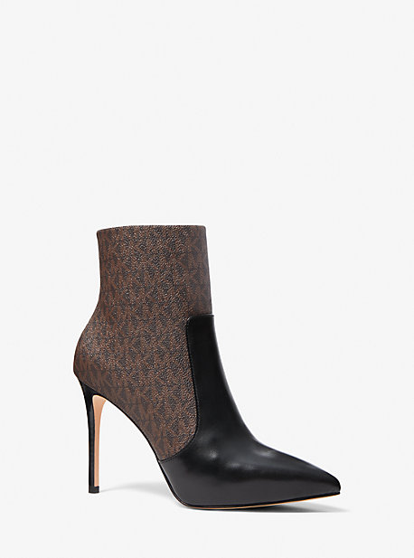Michael Kors Rue Logo And Leather Boot In Brown