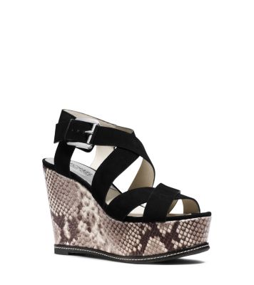 Celia Suede and Embossed-Leather Wedge by Michael Kors