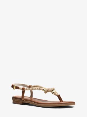 Holly Rope-Trim Leather Sandal | Michael Kors