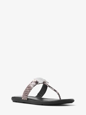 Colleen Embossed-Leather Thong by Michael Kors