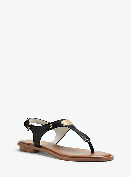 Sandale en cuir saffiano avec logo sur plaque - NOIR(NOIR) - Michael Kors