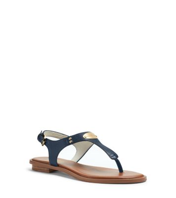 Logo Plaque Saffiano Leather Sandal by Michael Kors