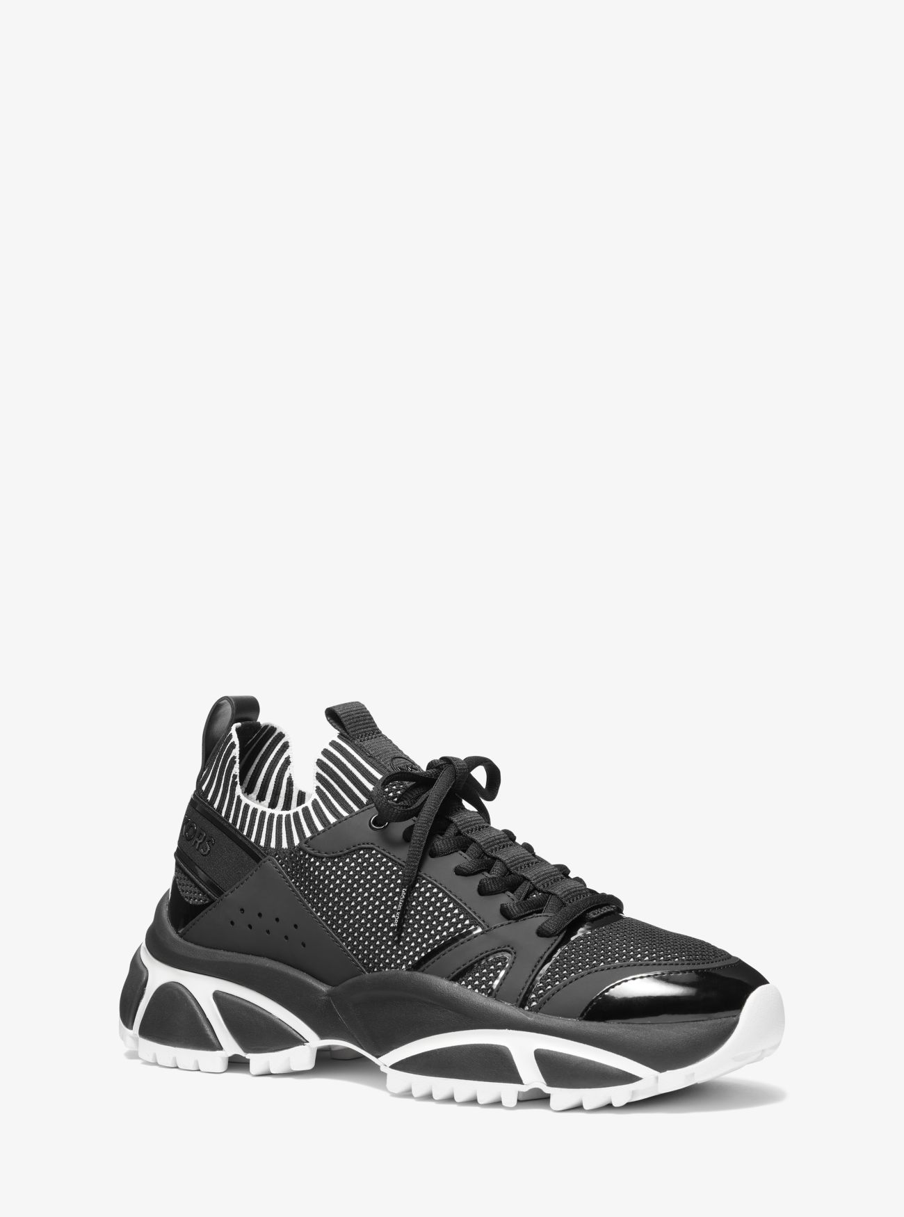 lucas knit and rubberized leather trainer