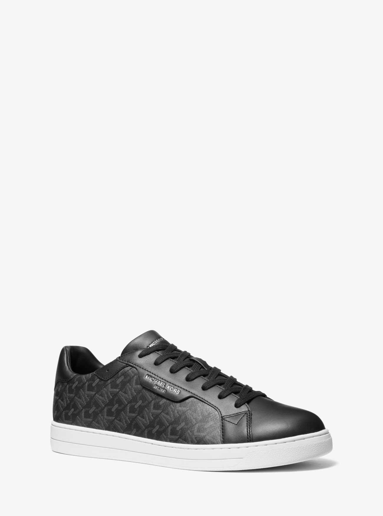MK Keating Empire Signature Logo and Leather Trainers - Black Combo - Michael Kors