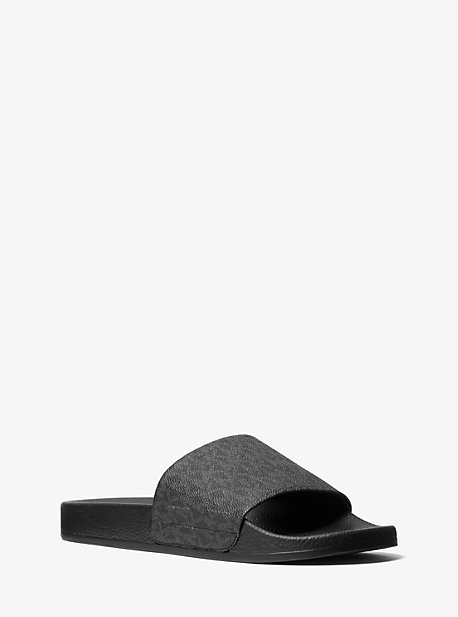 Shop Michael Kors Jake Logo Slide Sandal In Black