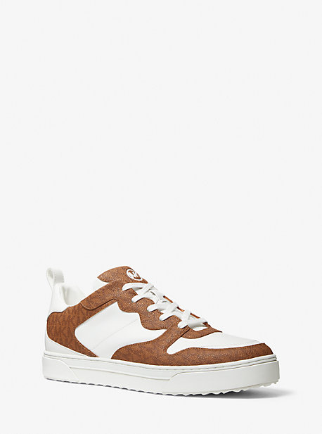 MK Baxter Logo and Leather Sneaker - Luggage Mlti - Michael Kors