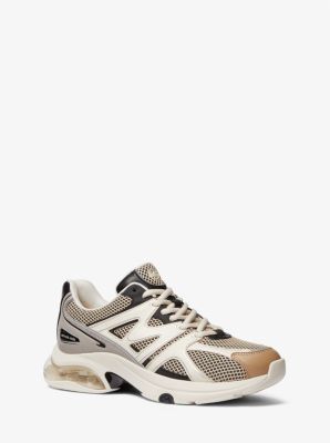 Michael Kors Kit Extreme Mesh And Leather Trainer In Brown
