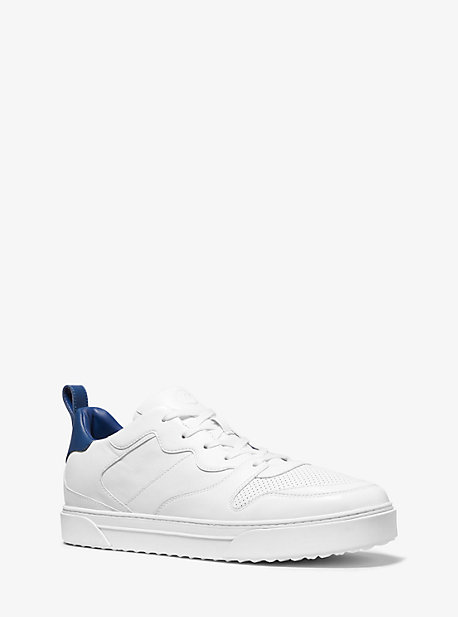 MK Baxter Two-Tone Leather Lace-Up Sneaker - Optic White - Michael Kors