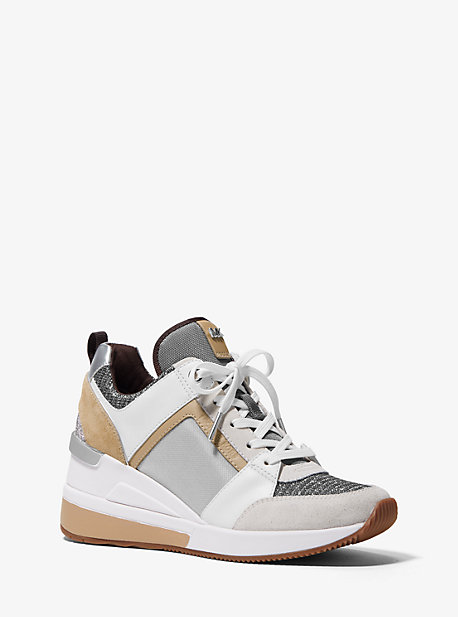 Georgie Mixed-media Trainer In White